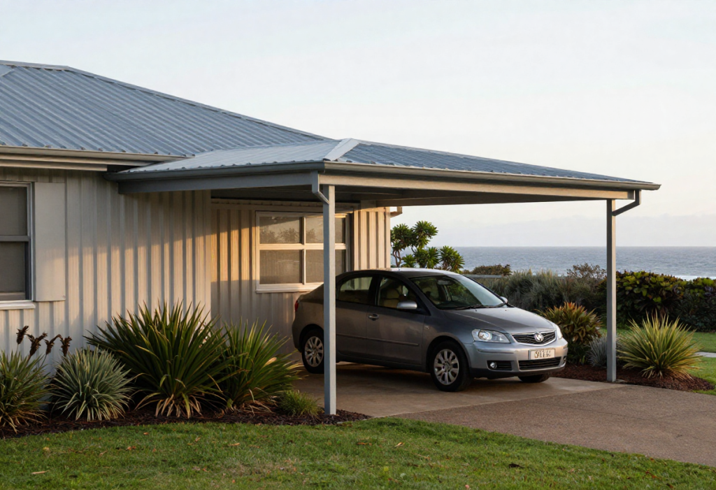 Modern single car carport with Colorbond steel roof