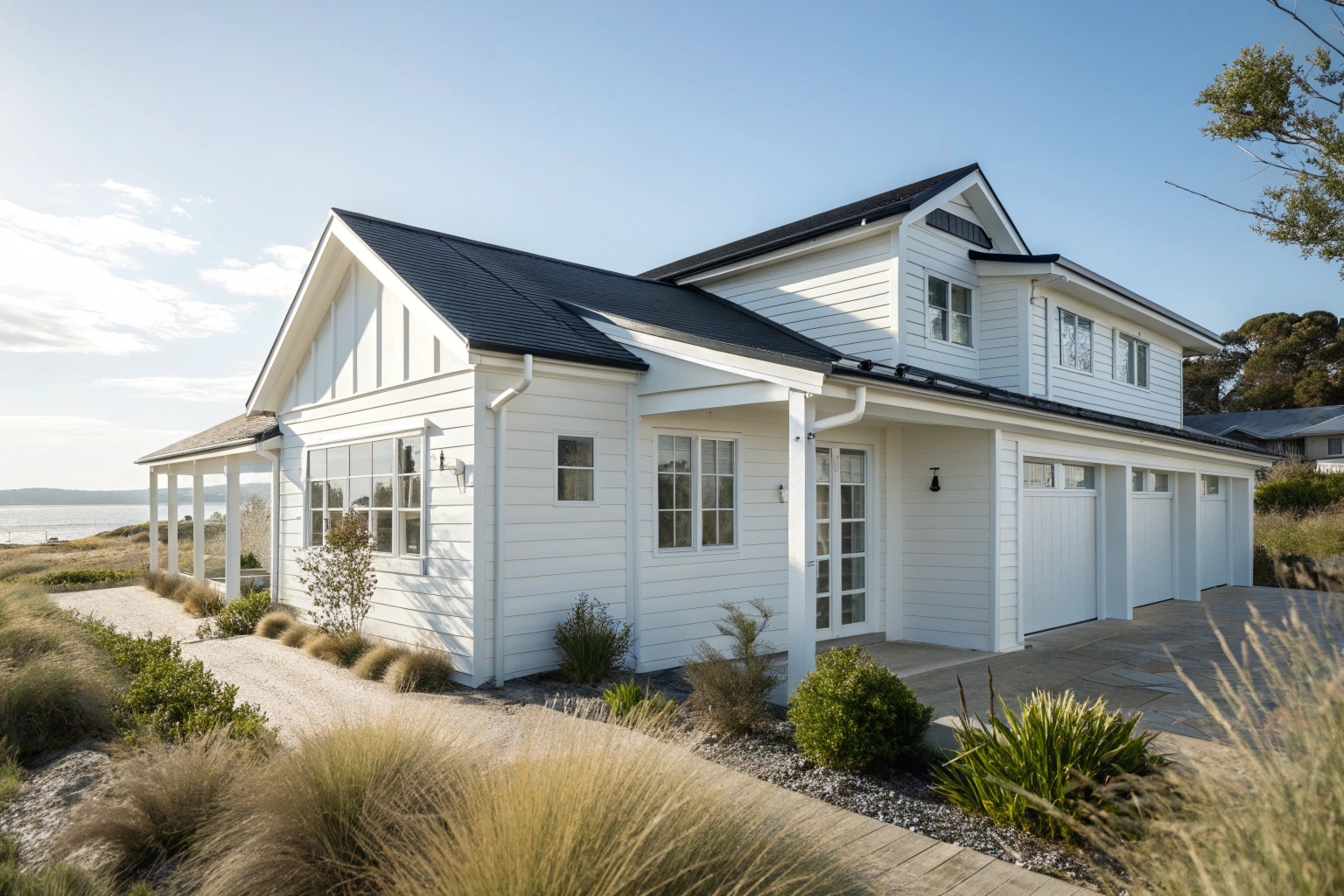 Well-maintained eaves on Central Coast home protecting walls from weather