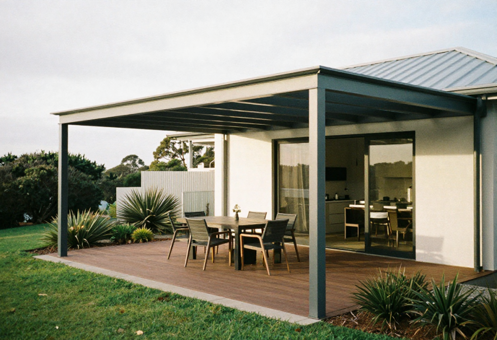 modern flat roof aluminium pergola