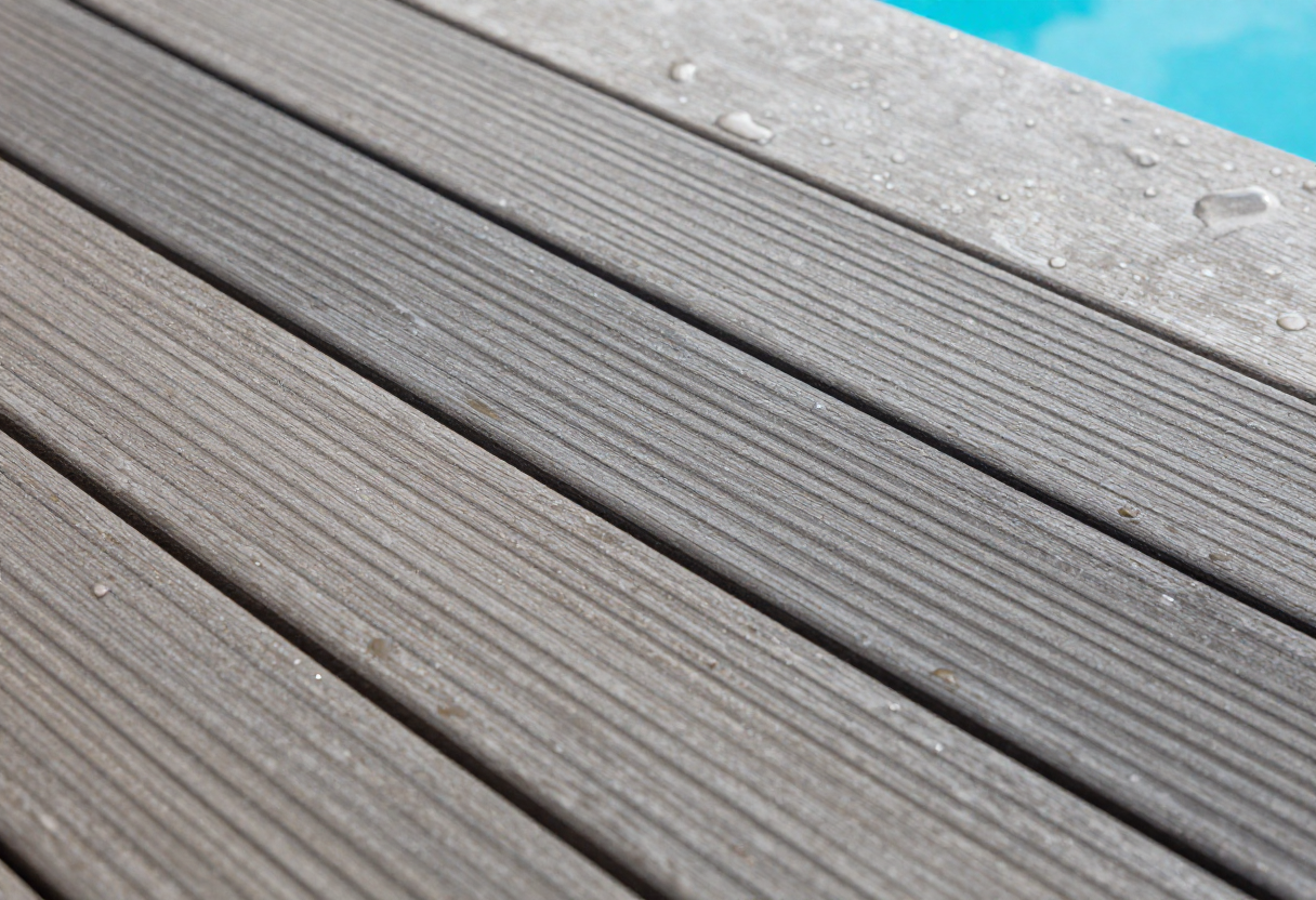 pool decking boards showing non-slip grooved texture 