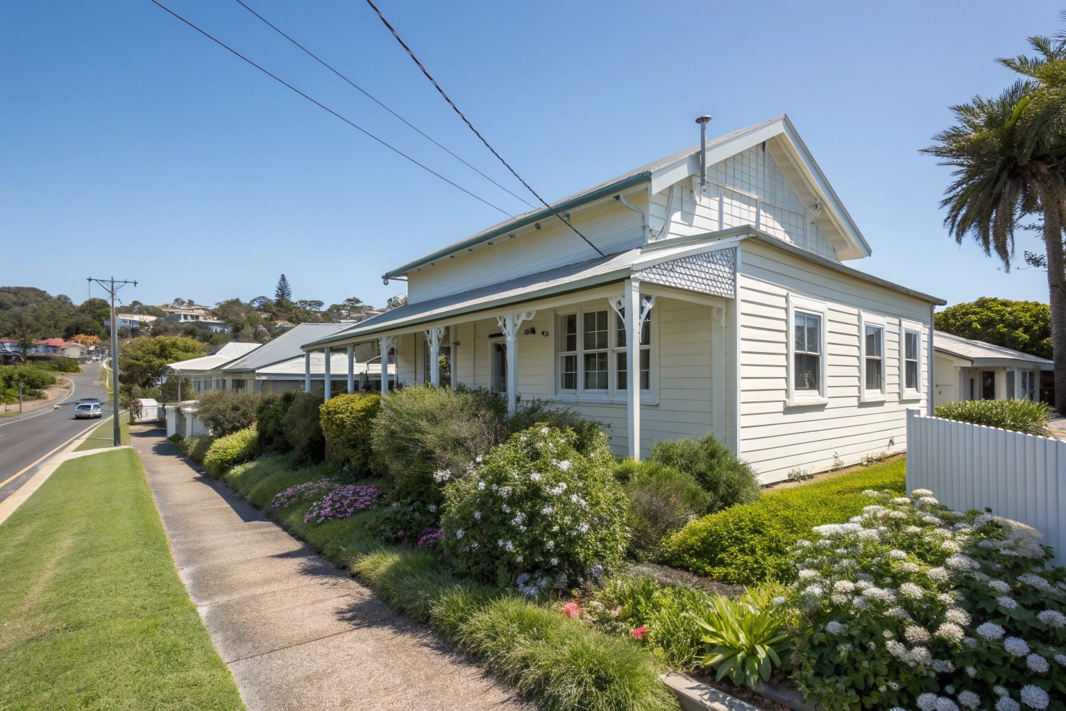 Traditional Central Coast home featuring wide protective eaves for weather protection
