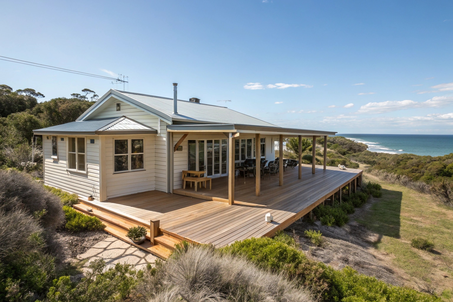 Completed patio installation on Central Coast home by expert patio builders
